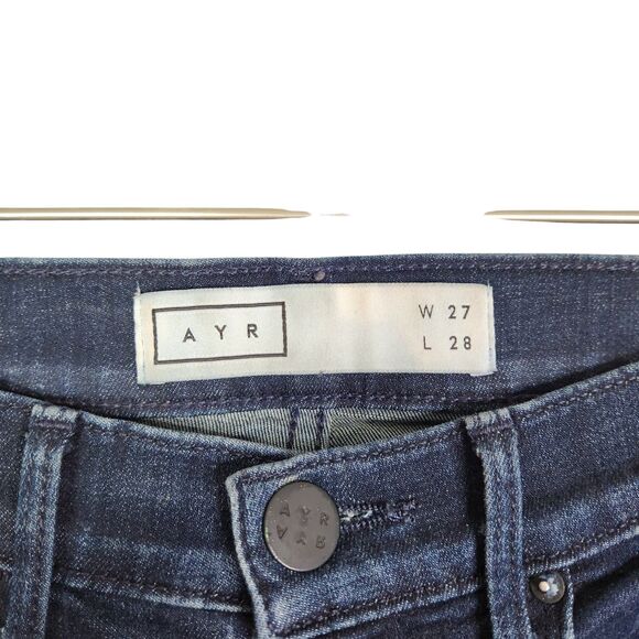 AYR Jeans Womens 27 Blue Skinny Mid Rise Stretch Denim Distressed USA Made - Picture 14 of 14